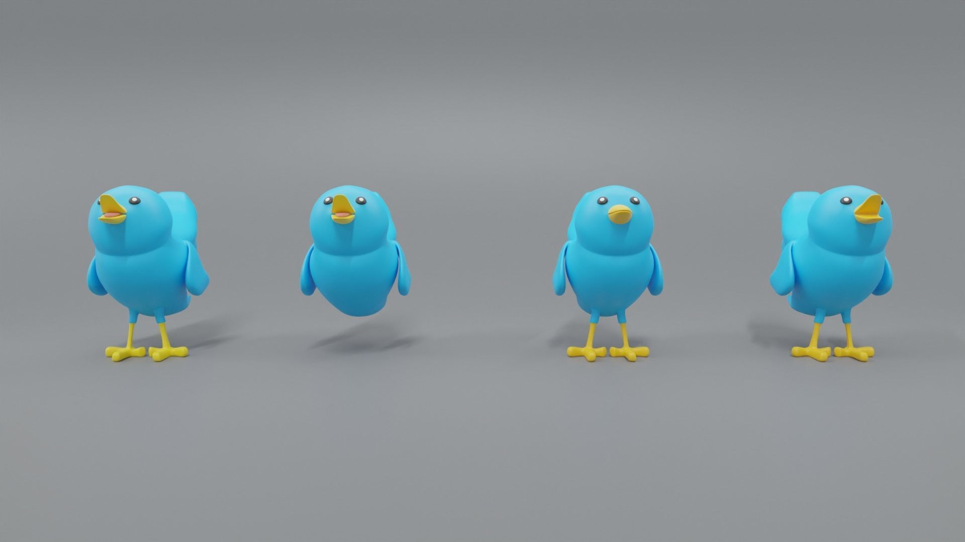 Twitter Social Media Mascot 3D model_4
