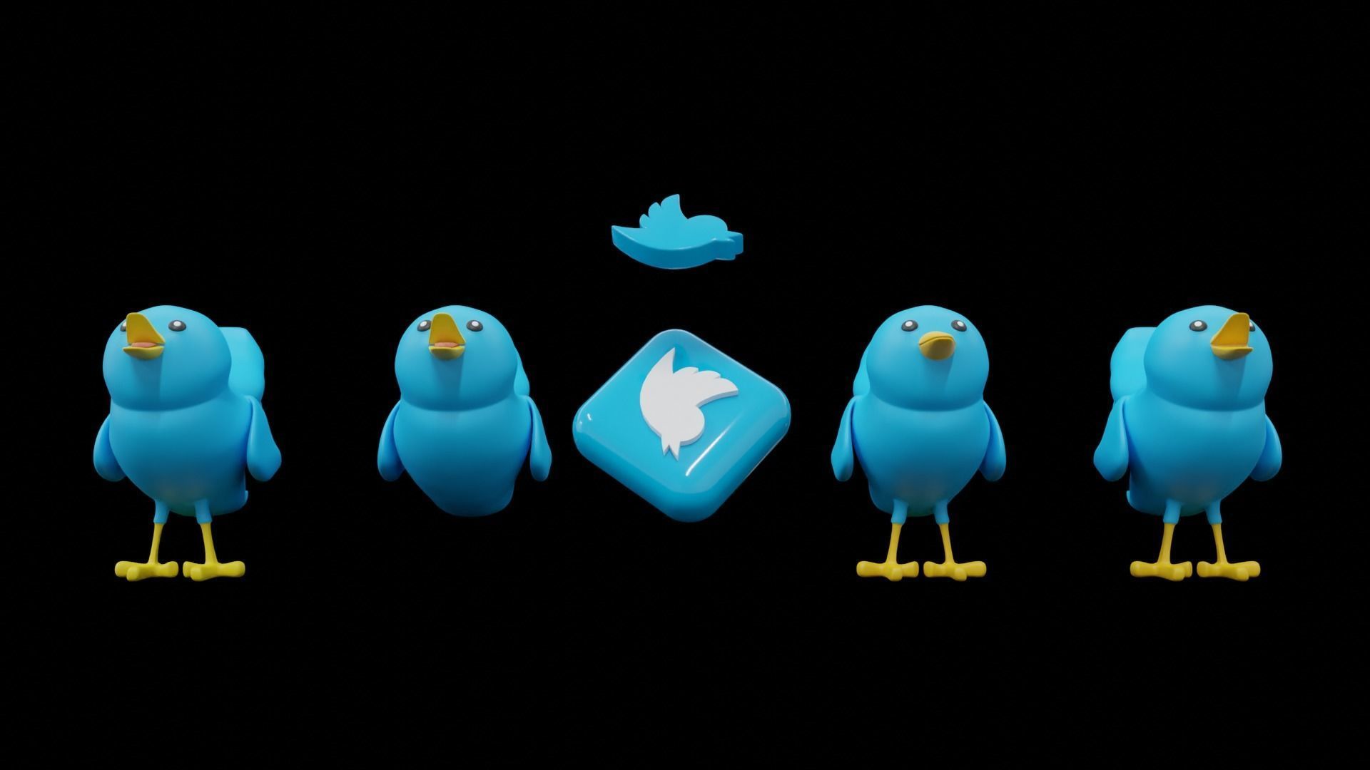 Twitter Social Media Mascot 3D model_21