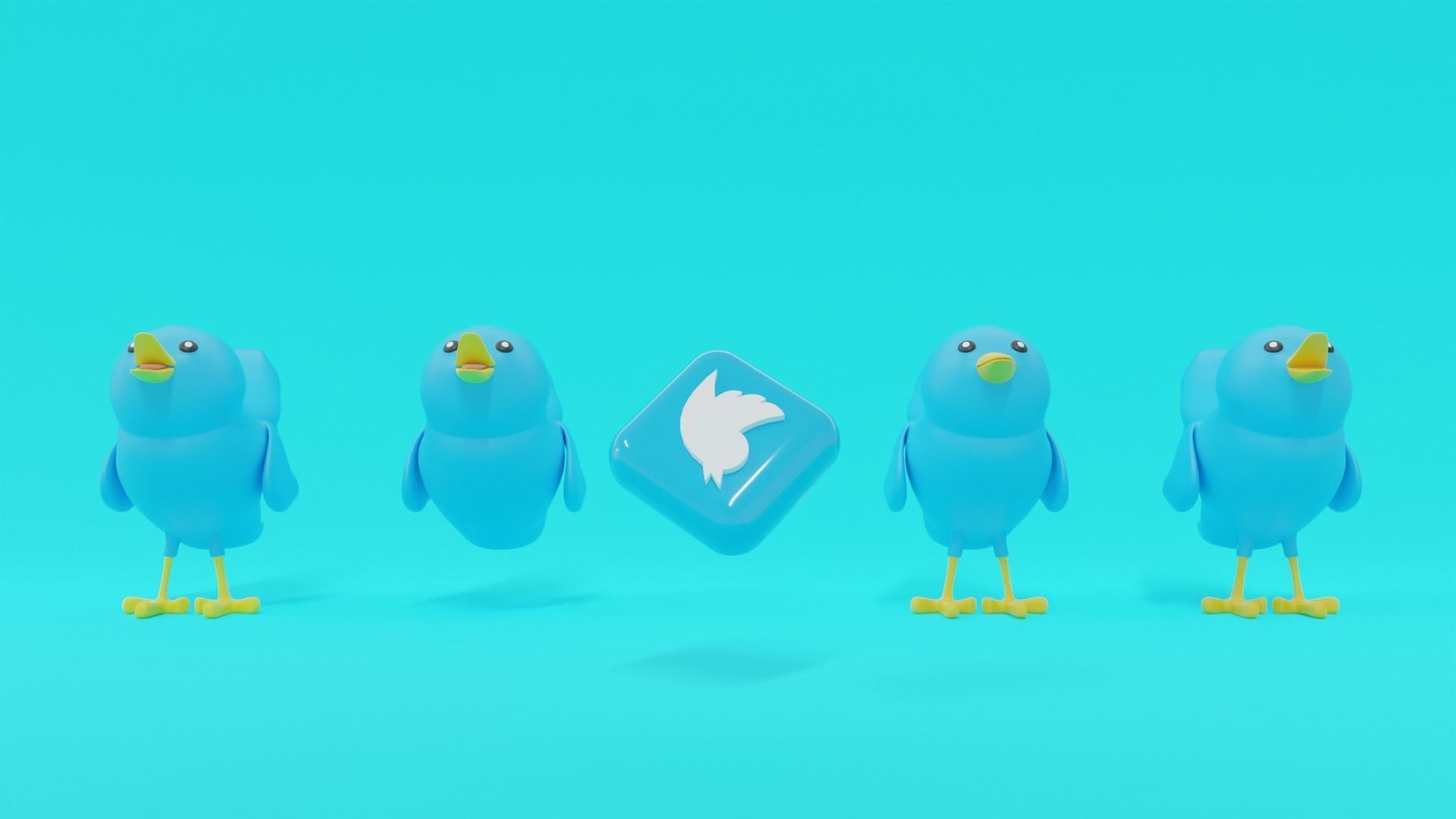 Twitter Social Media Mascot 3D model_14
