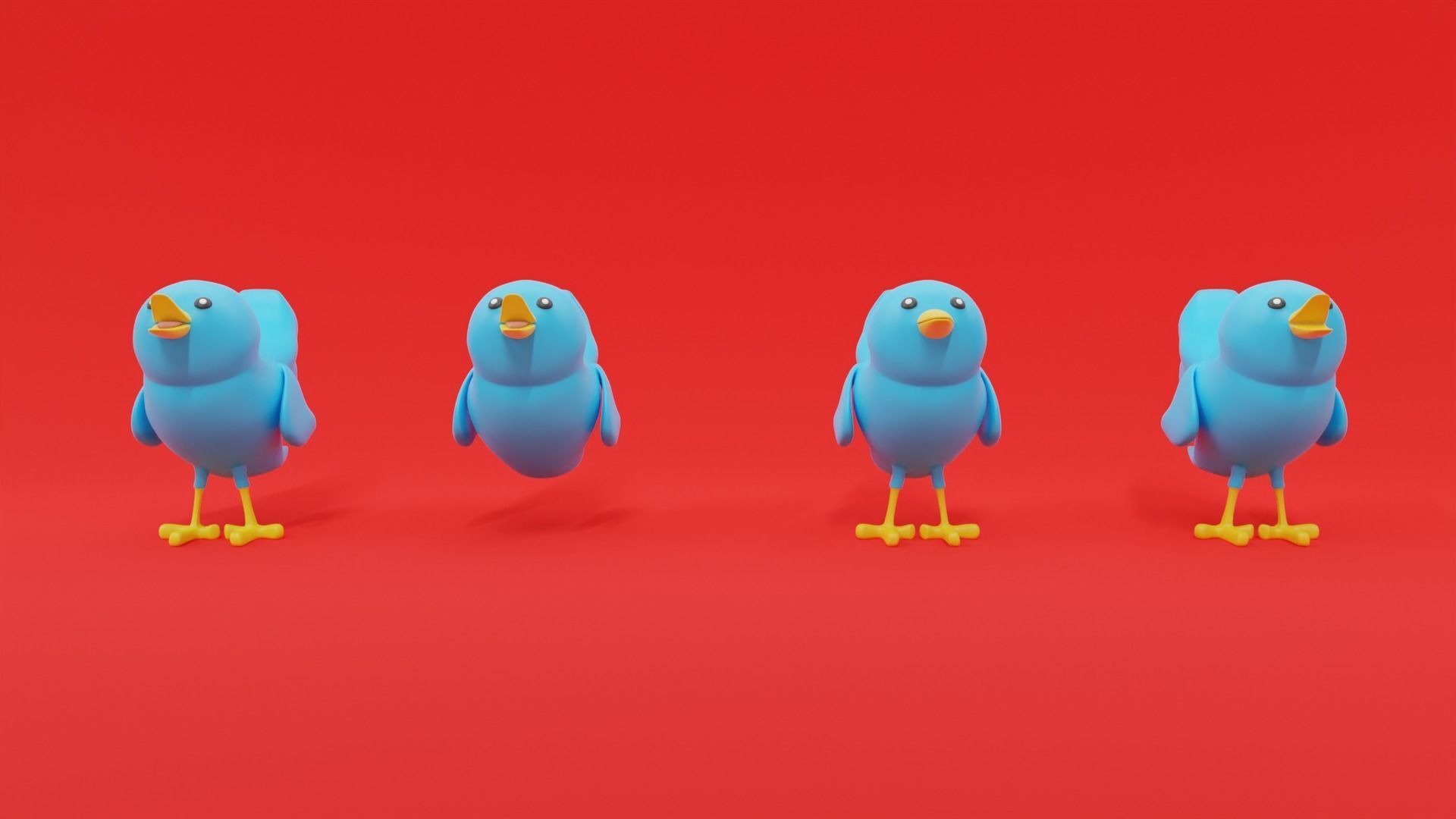 Twitter Social Media Mascot 3D model_19
