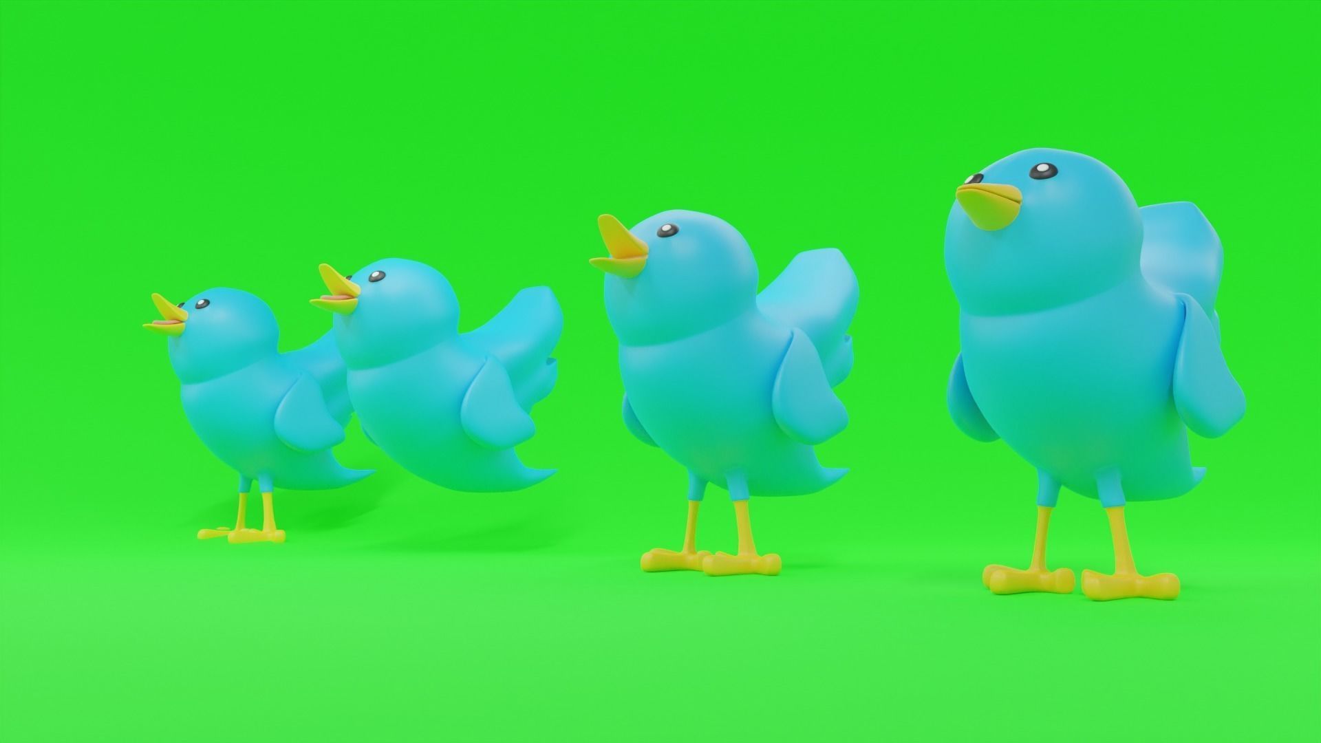 Twitter Social Media Mascot 3D model_22