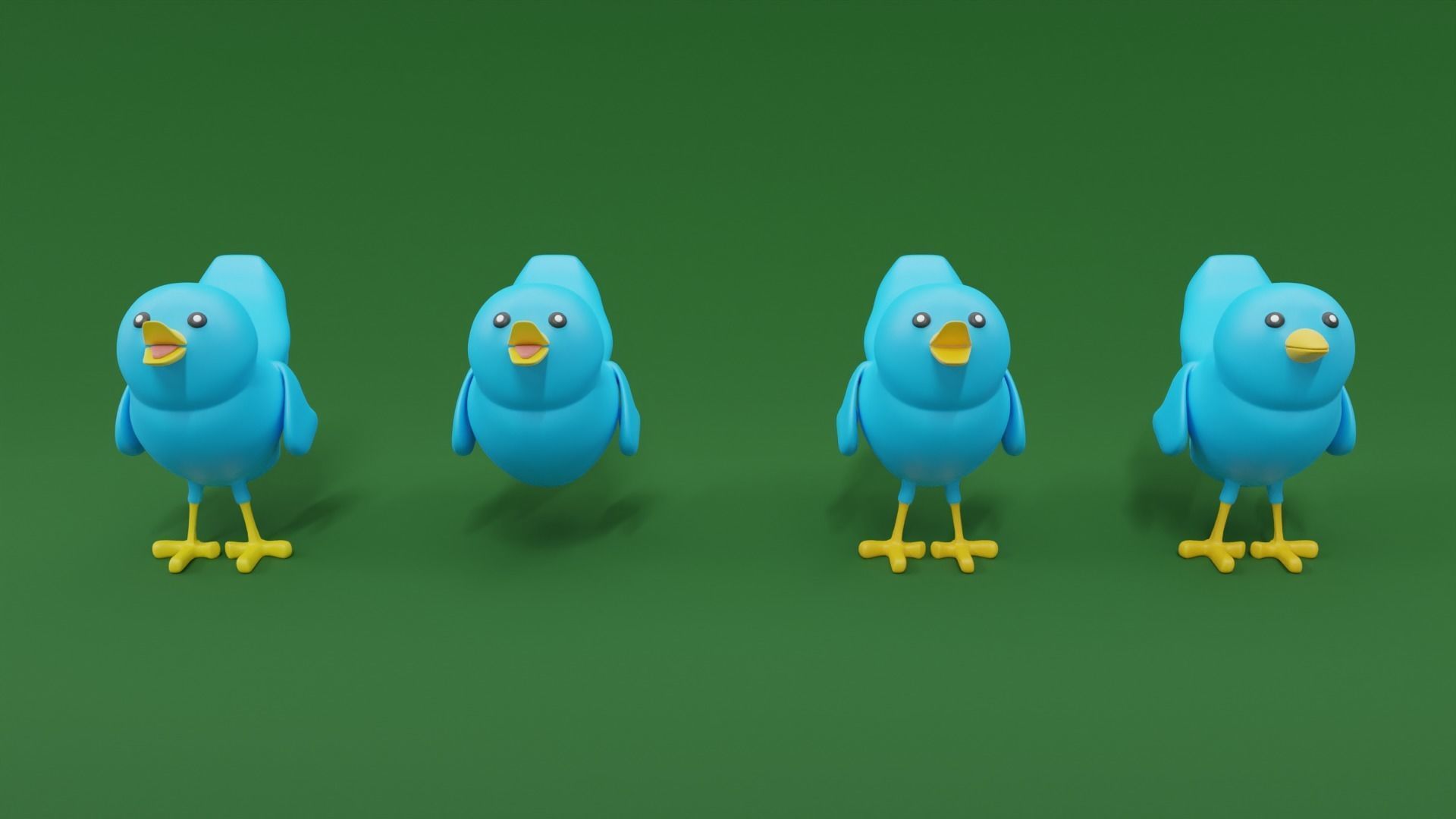Twitter Social Media Mascot 3D model_8