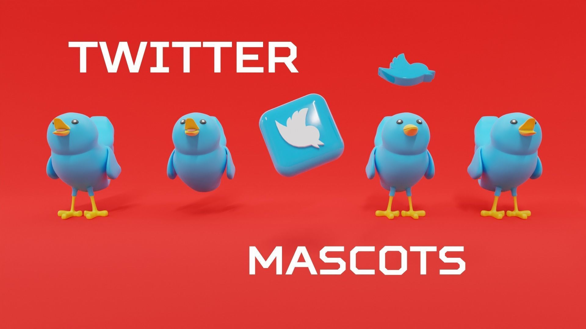 Twitter Social Media Mascot 3D model_1
