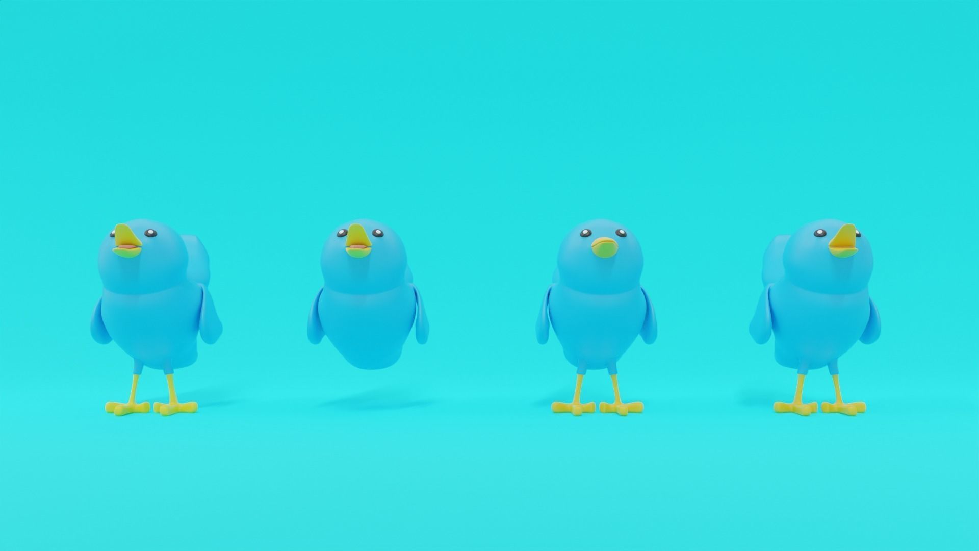 Twitter Social Media Mascot 3D model_20