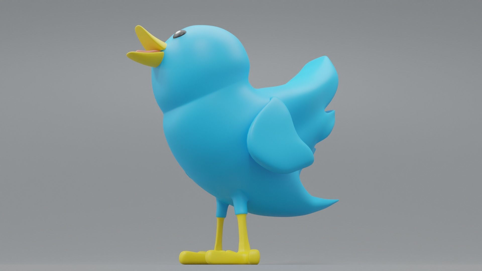 Twitter Social Media Mascot 3D model_5