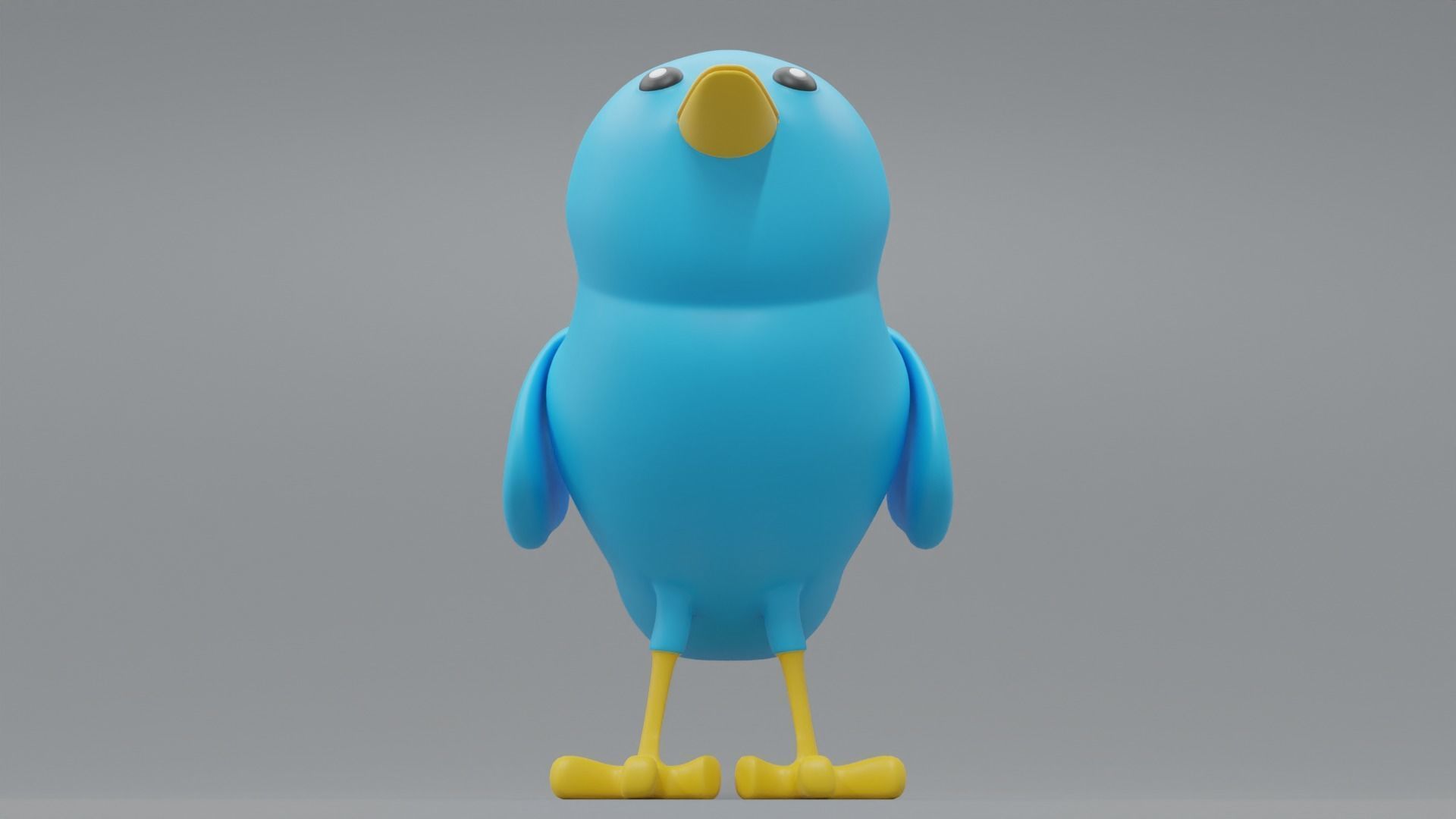 Twitter Social Media Mascot 3D model_2