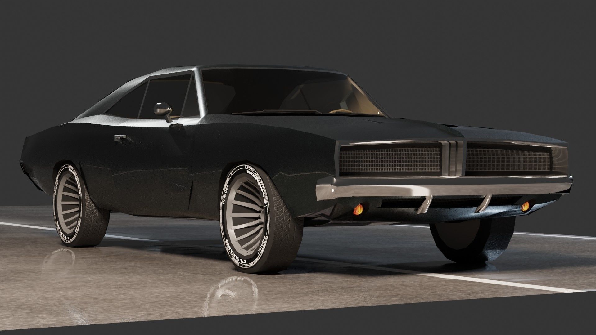 Dodge Charger 1969 Low-poly 3D model_4