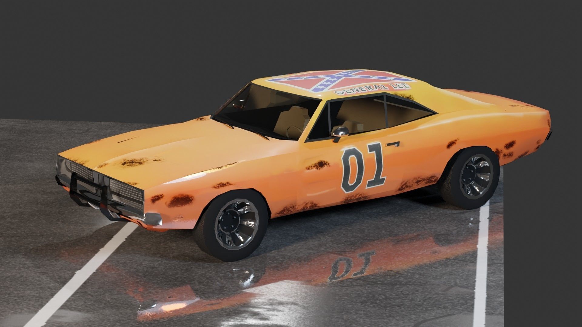 Dodge Charger 1969 Low-poly 3D model_12