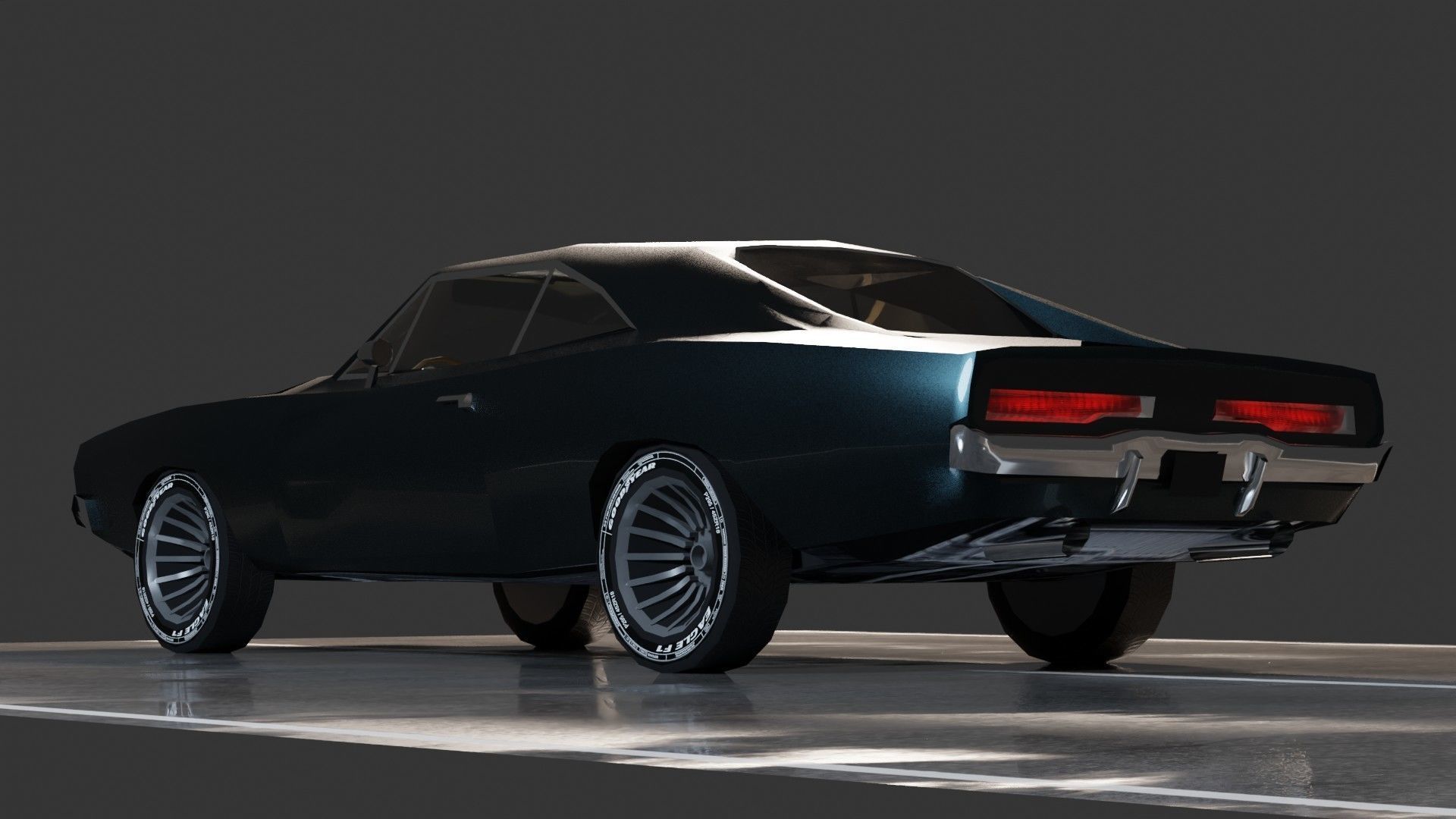 Dodge Charger 1969 Low-poly 3D model_6
