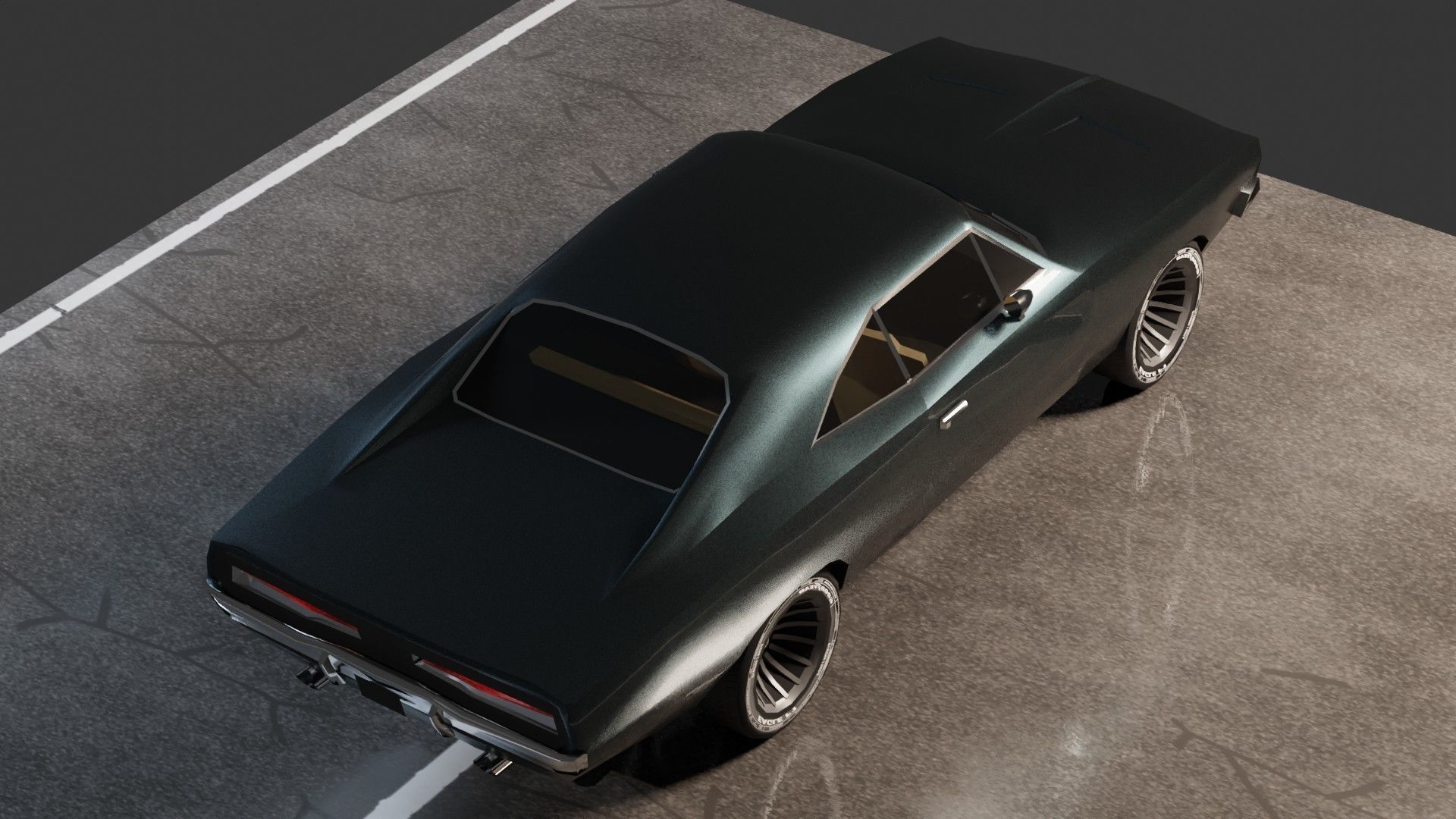 Dodge Charger 1969 Low-poly 3D model_5