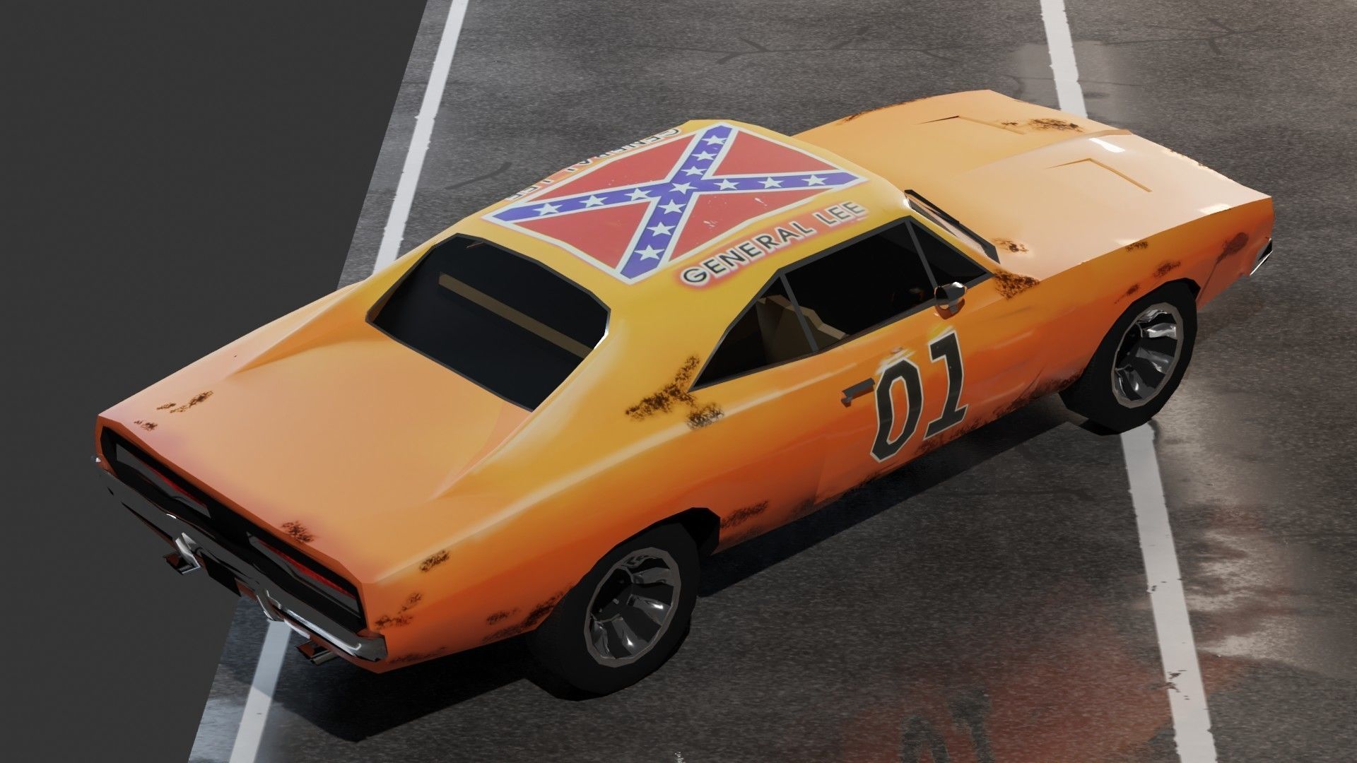 Dodge Charger 1969 Low-poly 3D model_13