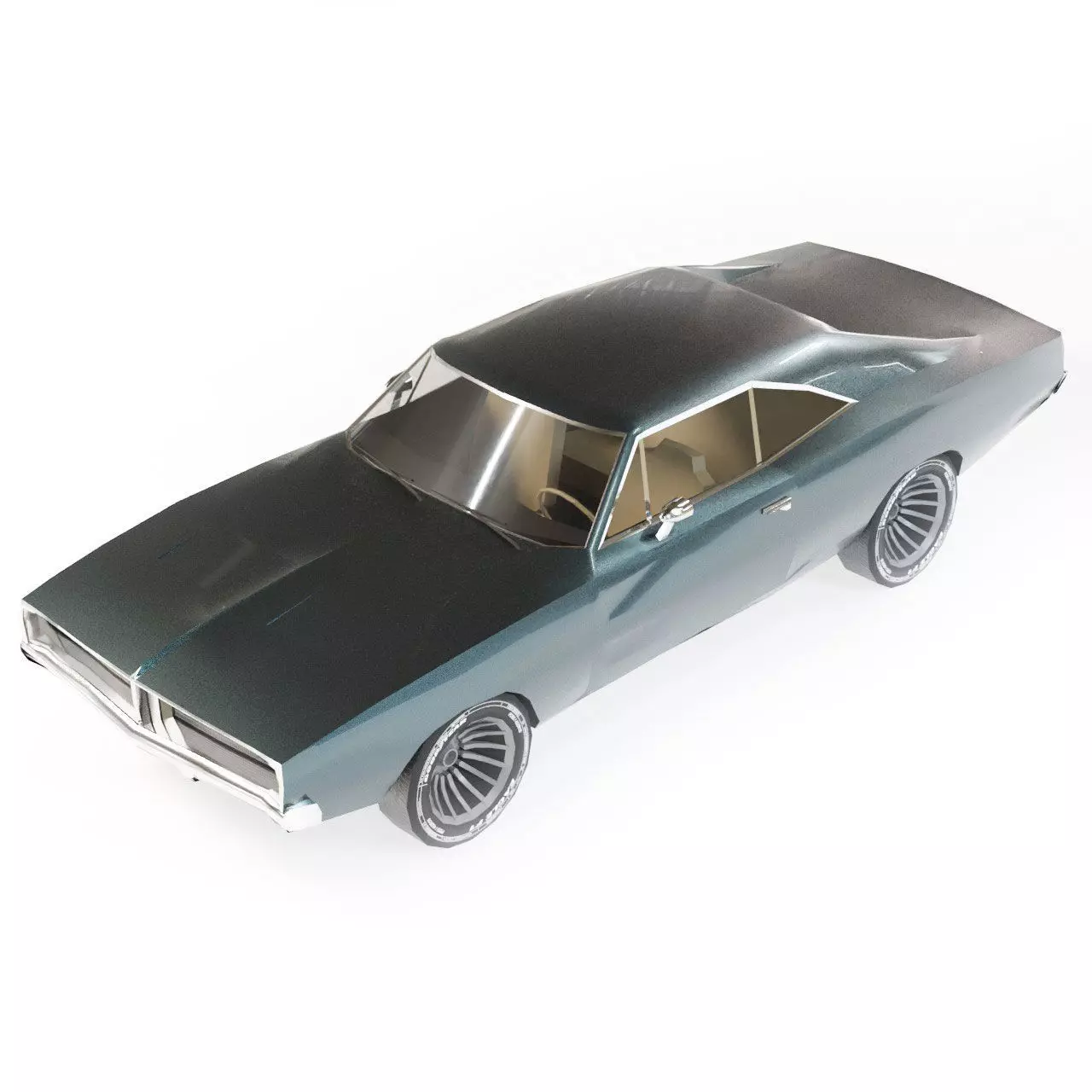 Dodge Charger 1969 Low-poly 3D model_0