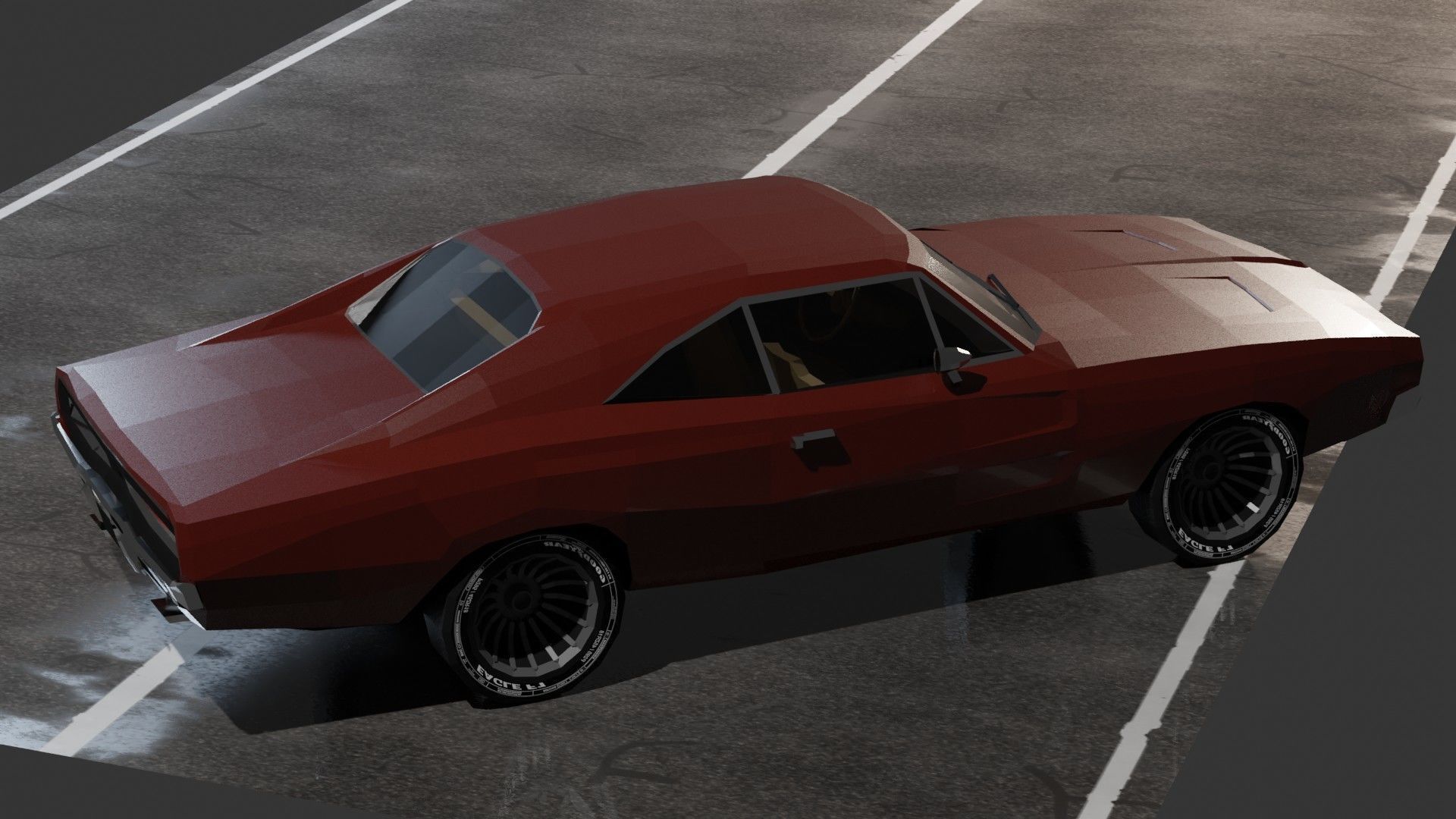 Dodge Charger 1969 Low-poly 3D model_11