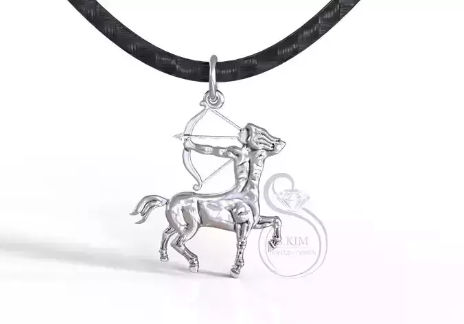 Sagittarius silver horse with bow and arrow on cord 3D print model