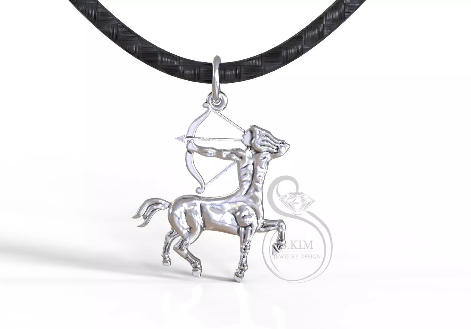 Sagittarius silver horse with bow and arrow on cord 3D print model_0