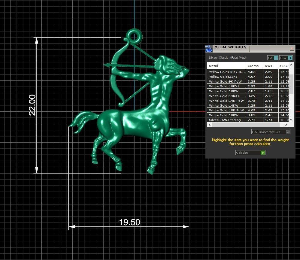 Sagittarius silver horse with bow and arrow on cord 3D print model_1