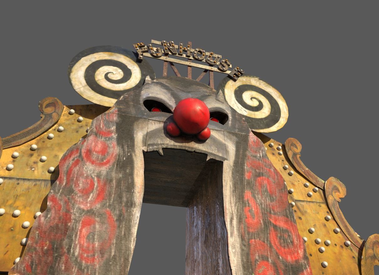 Old  Funhouse Entrance Low-poly 3D model_6