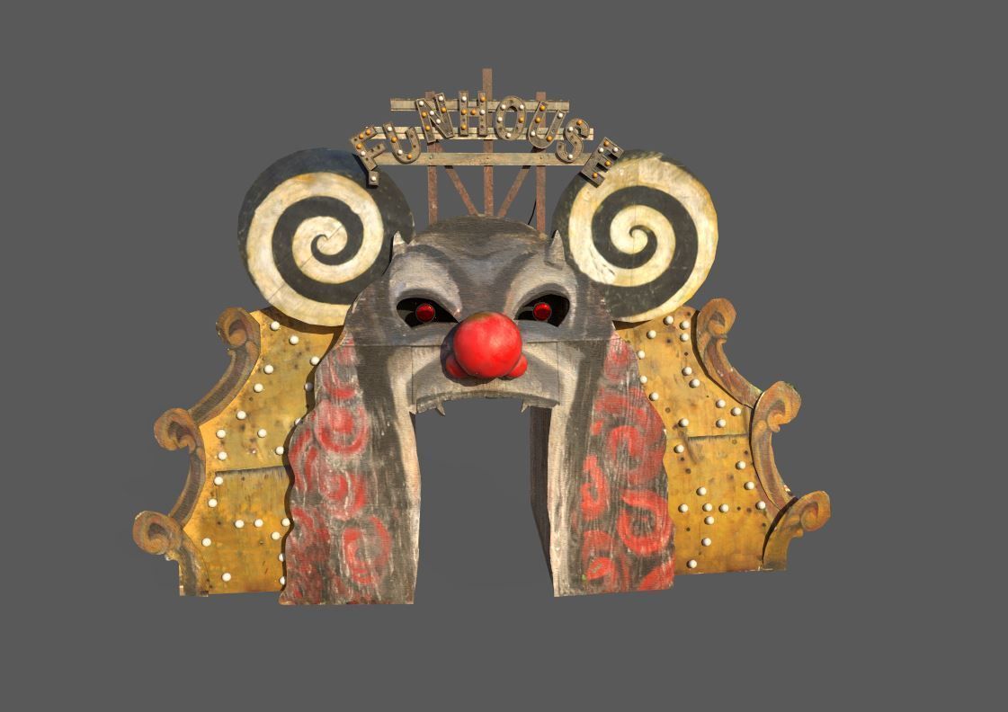 Old  Funhouse Entrance Low-poly 3D model_4
