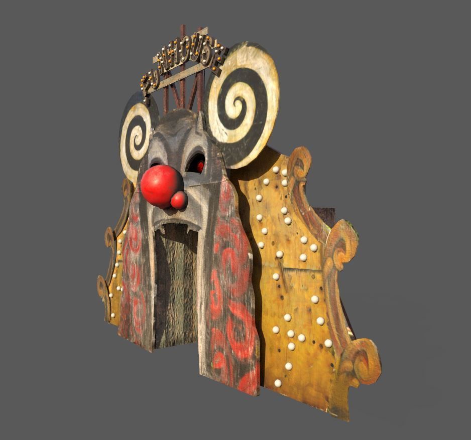 Old  Funhouse Entrance Low-poly 3D model_3