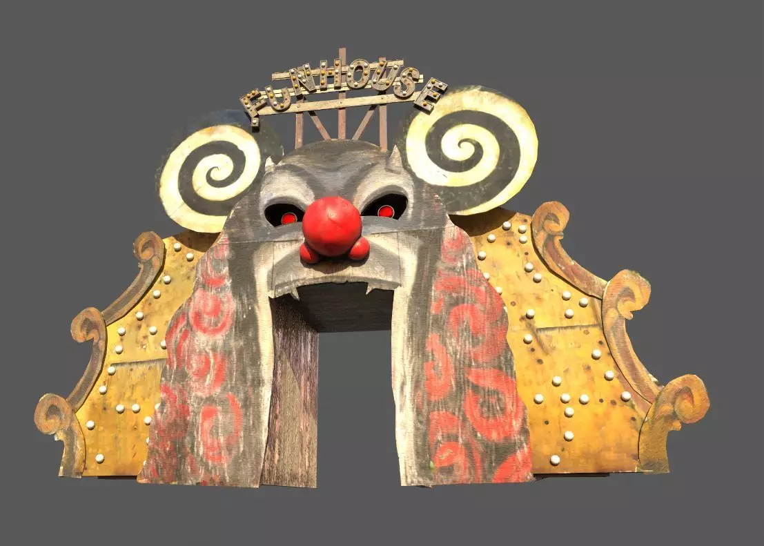 Old  Funhouse Entrance Low-poly 3D model_0