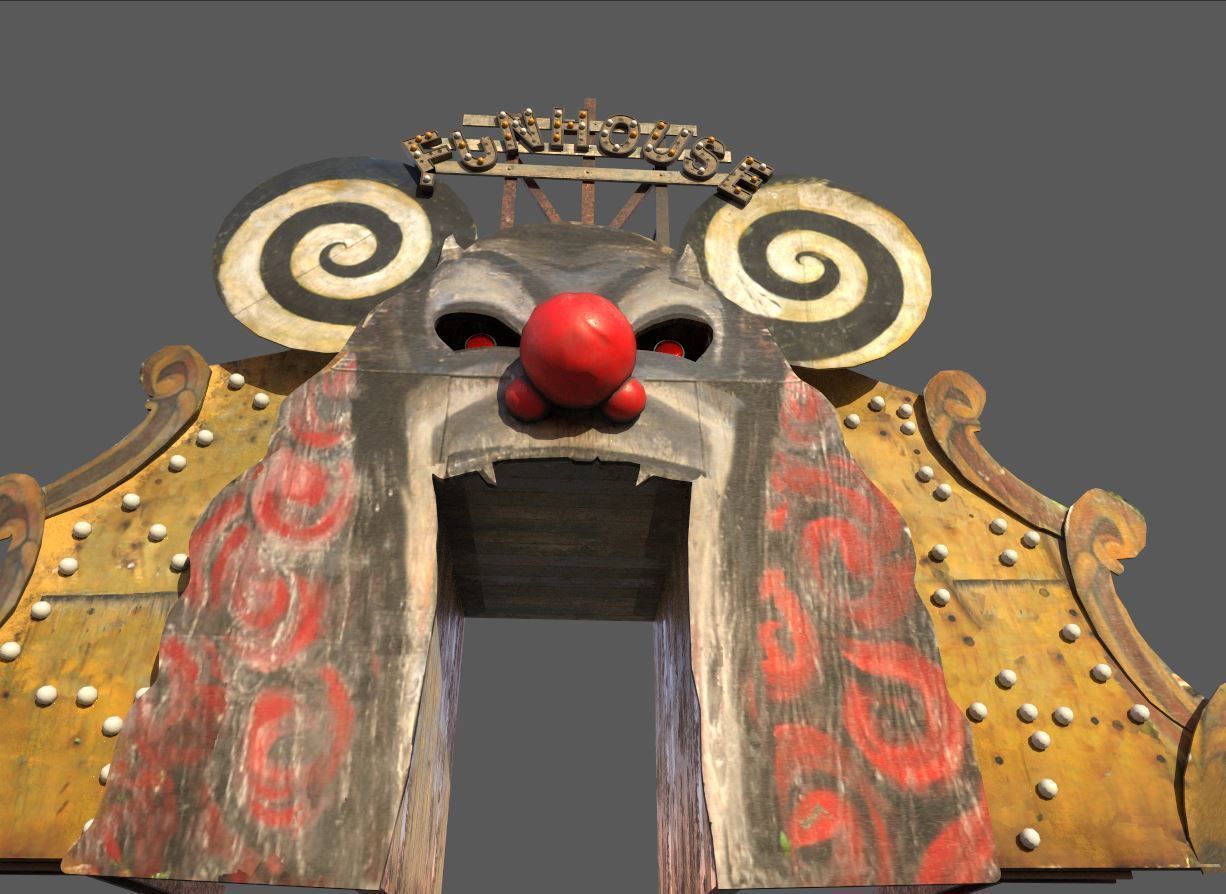 Old  Funhouse Entrance Low-poly 3D model_1