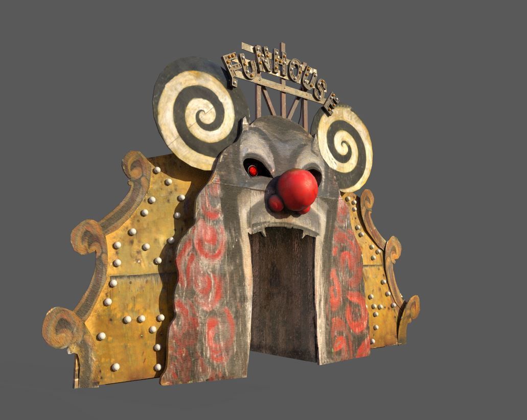 Old  Funhouse Entrance Low-poly 3D model_2