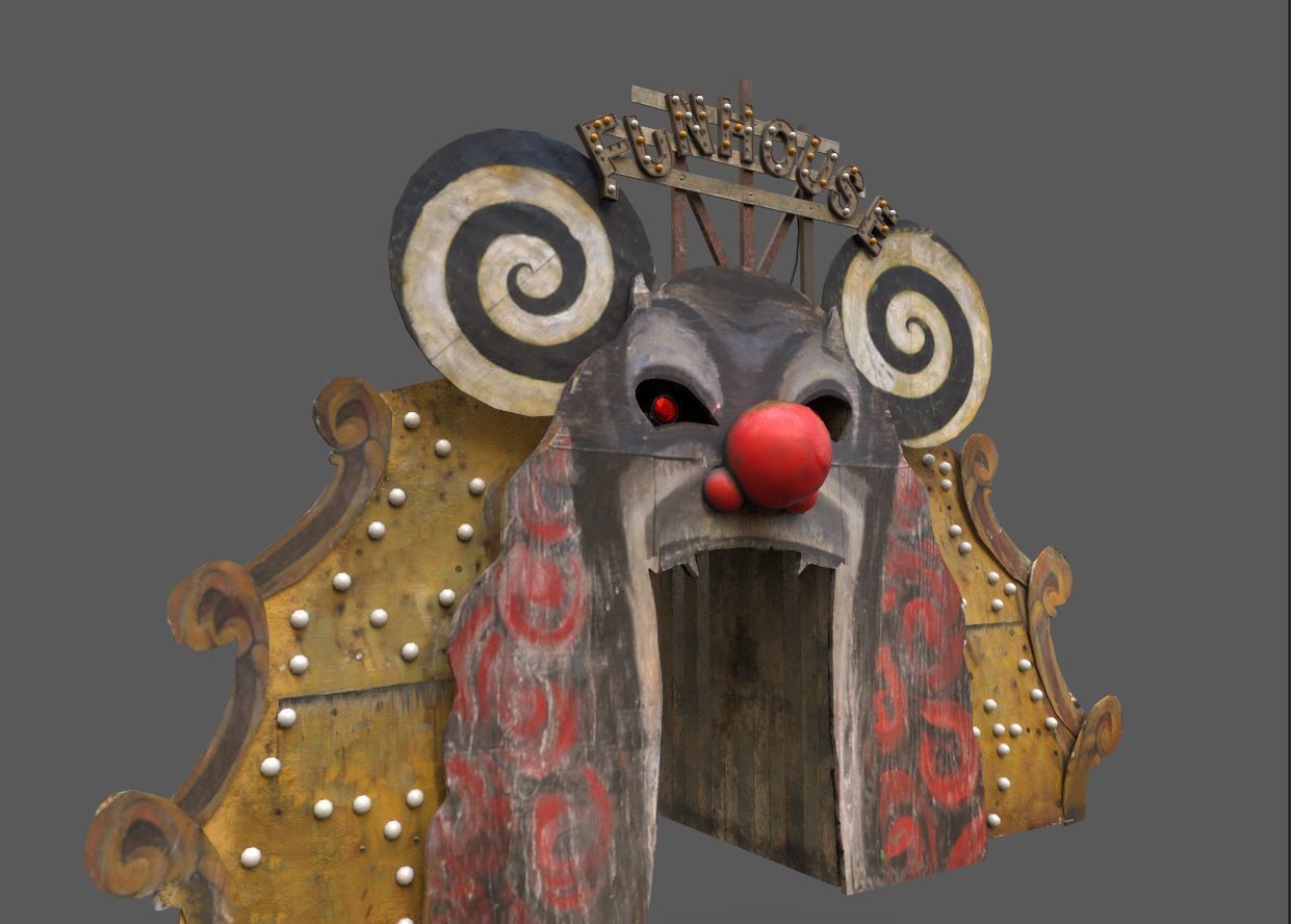 Old  Funhouse Entrance Low-poly 3D model_7