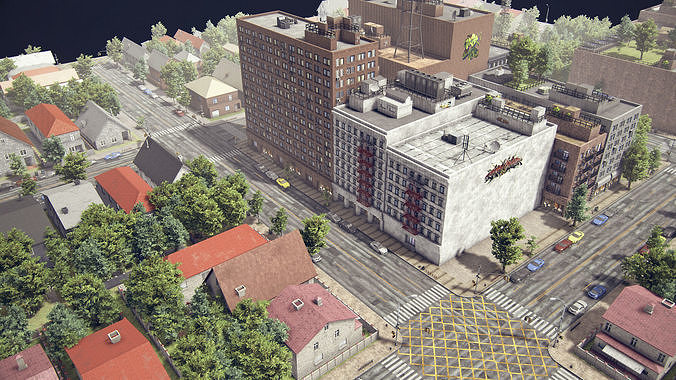 Realistic Realistic Unity City 4 Low-poly 3D model 3