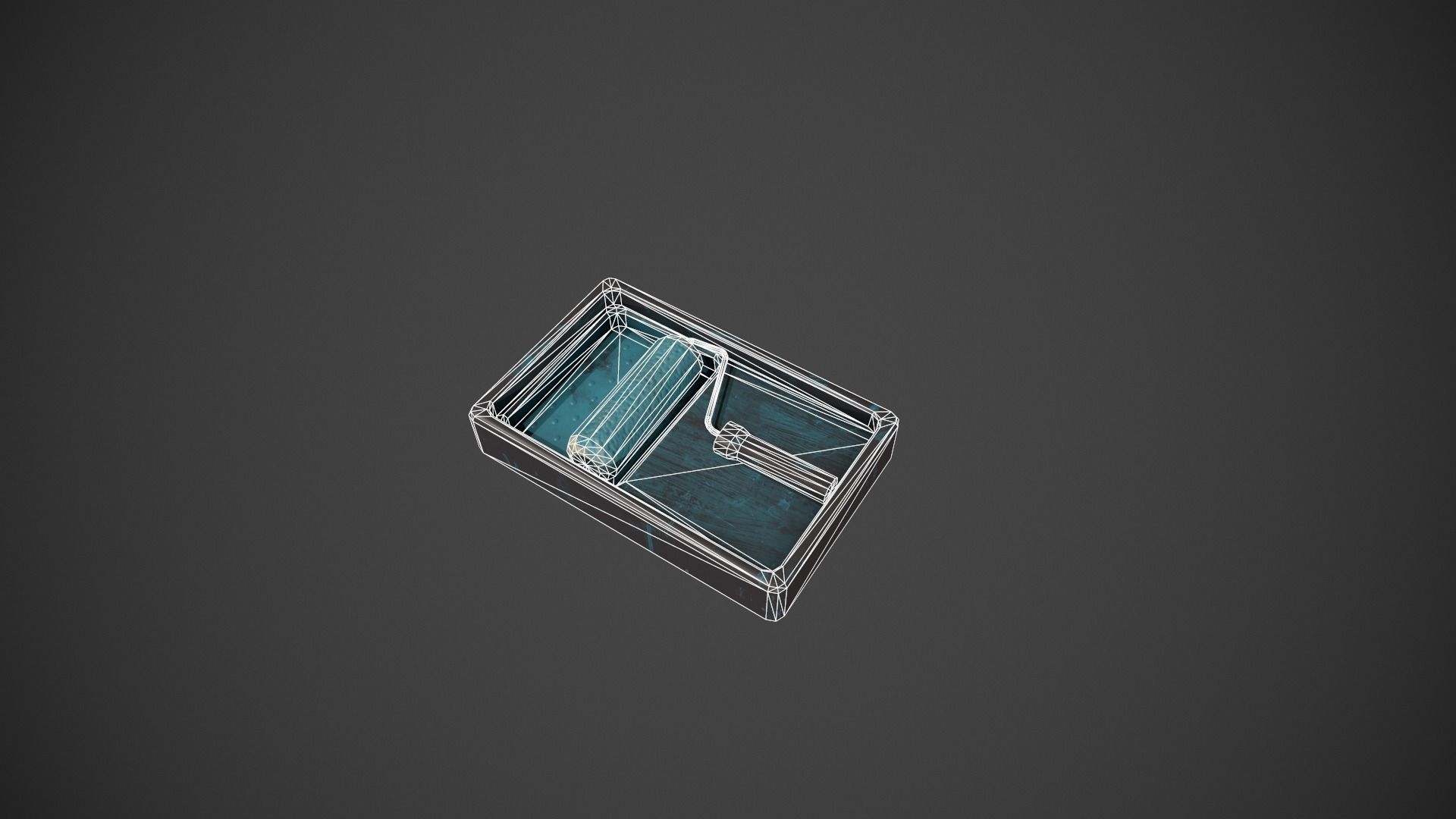 Paint Roller and Tray - Blue Paint Low-poly 3D model_19