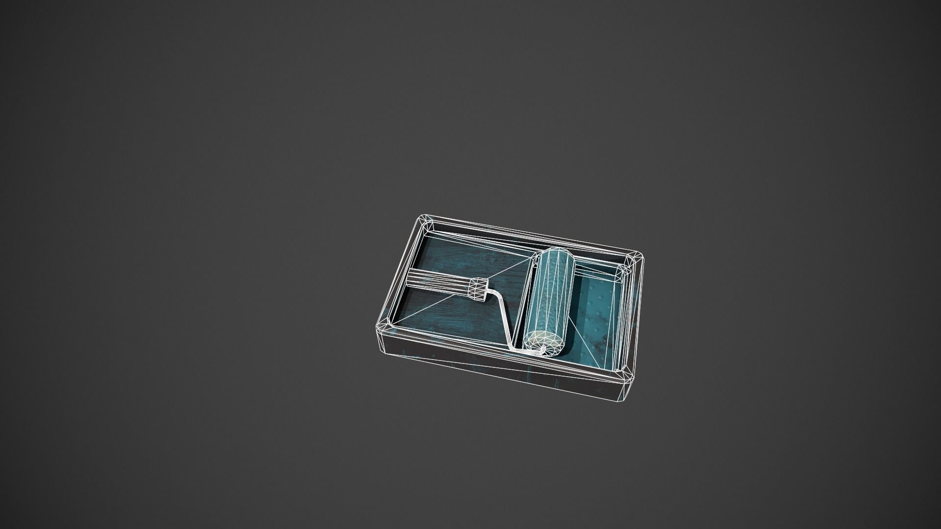 Paint Roller and Tray - Blue Paint Low-poly 3D model_15