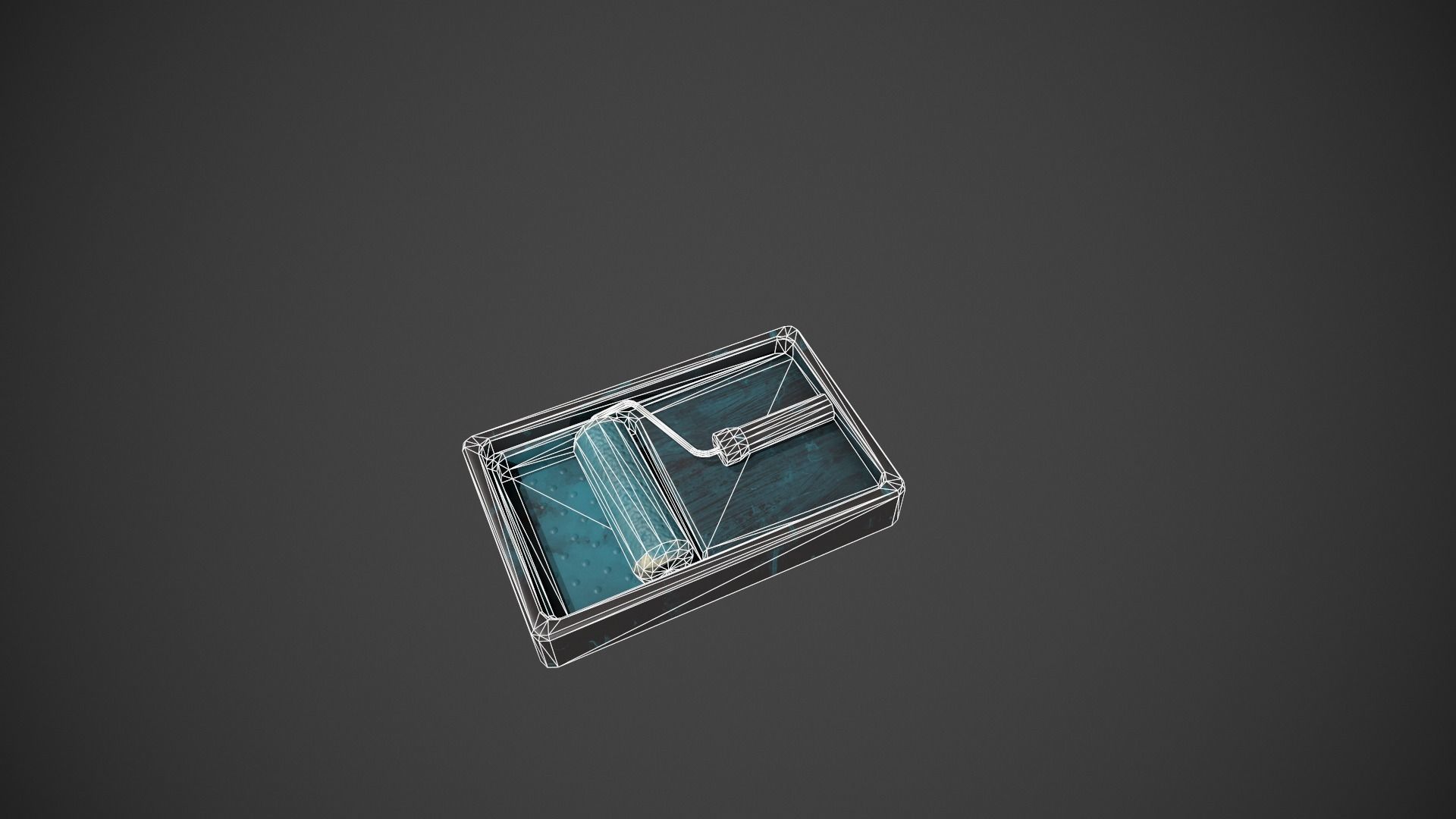 Paint Roller and Tray - Blue Paint Low-poly 3D model_12