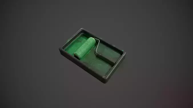 Paint Roller and Tray - Green Paint