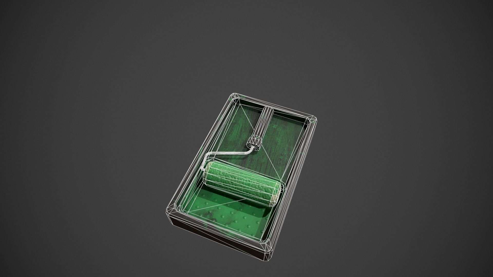 Paint Roller and Tray - Green Paint Low-poly 3D model_15