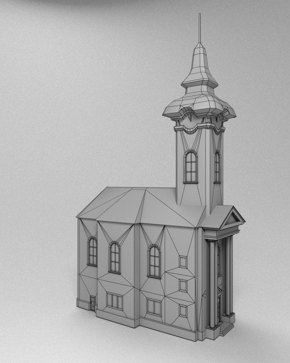3D low poly model of church Low-poly 3D model_26