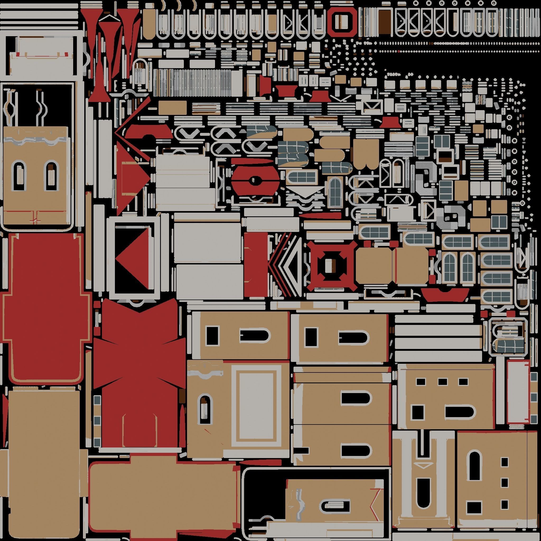 3D low poly model of church Low-poly 3D model_34