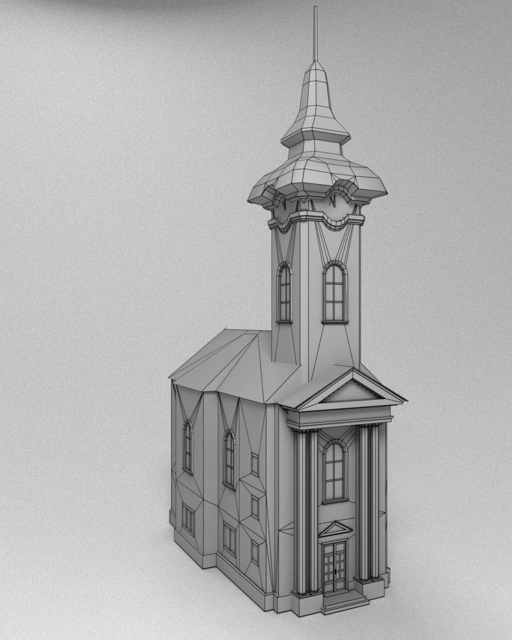 3D low poly model of church Low-poly 3D model_3