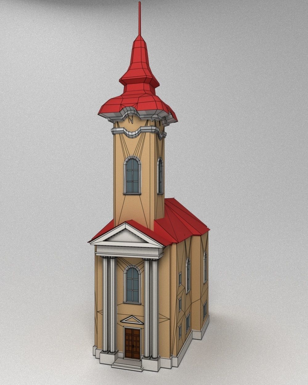3D low poly model of church Low-poly 3D model_2
