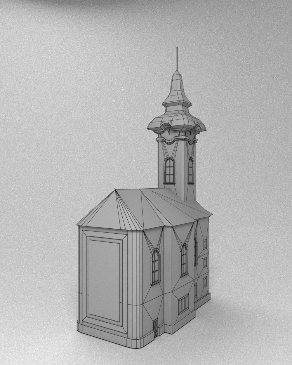 3D low poly model of church Low-poly 3D model_28