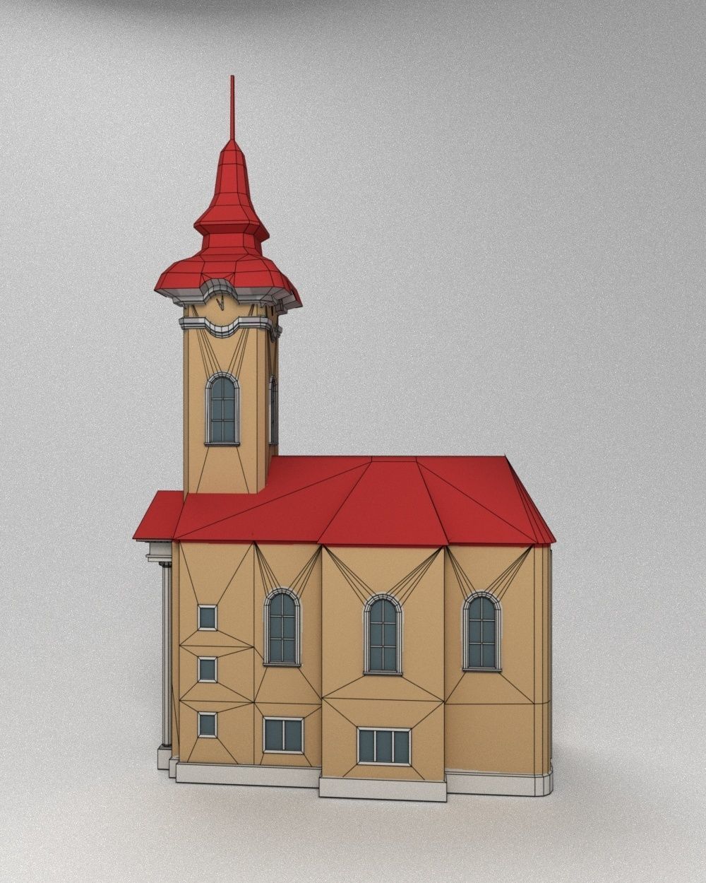 3D low poly model of church Low-poly 3D model_21