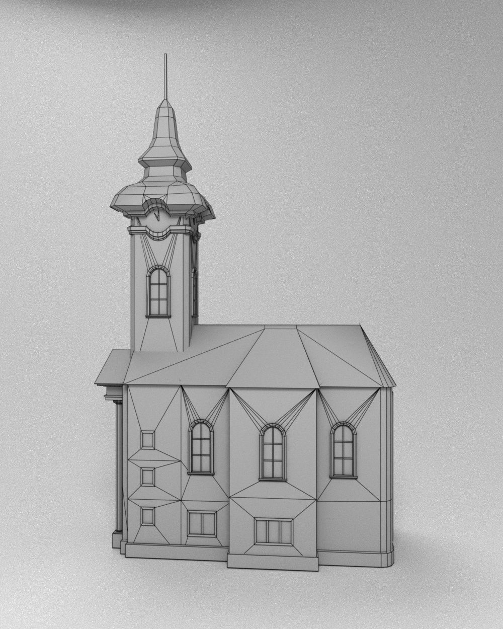 3D low poly model of church Low-poly 3D model_31