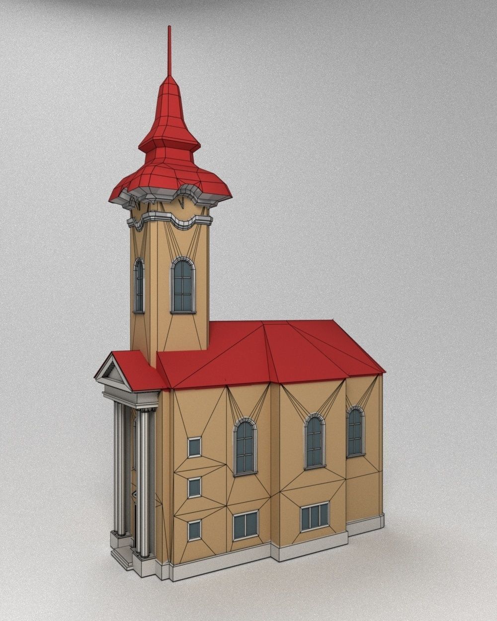 3D low poly model of church Low-poly 3D model_22