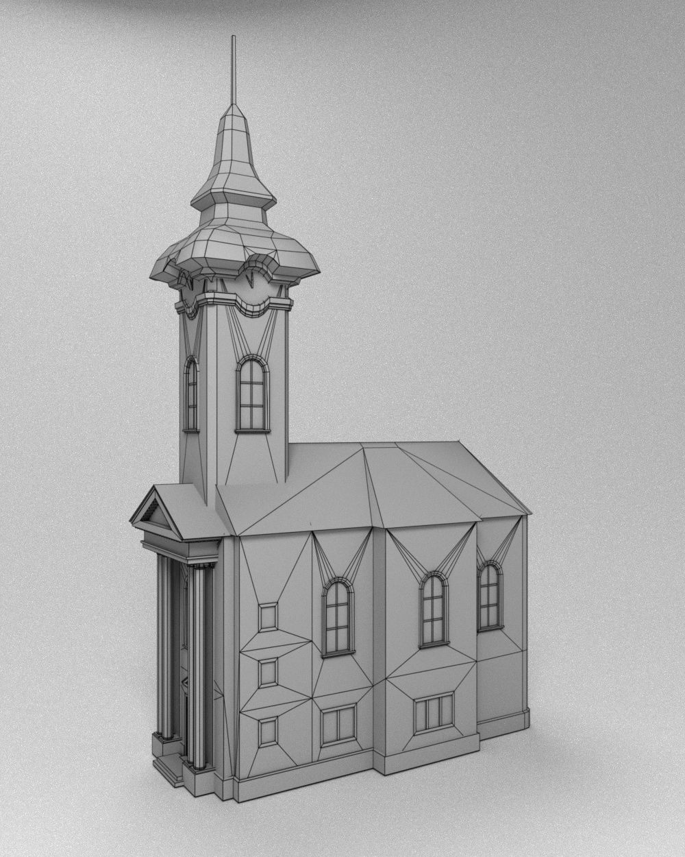 3D low poly model of church Low-poly 3D model_32