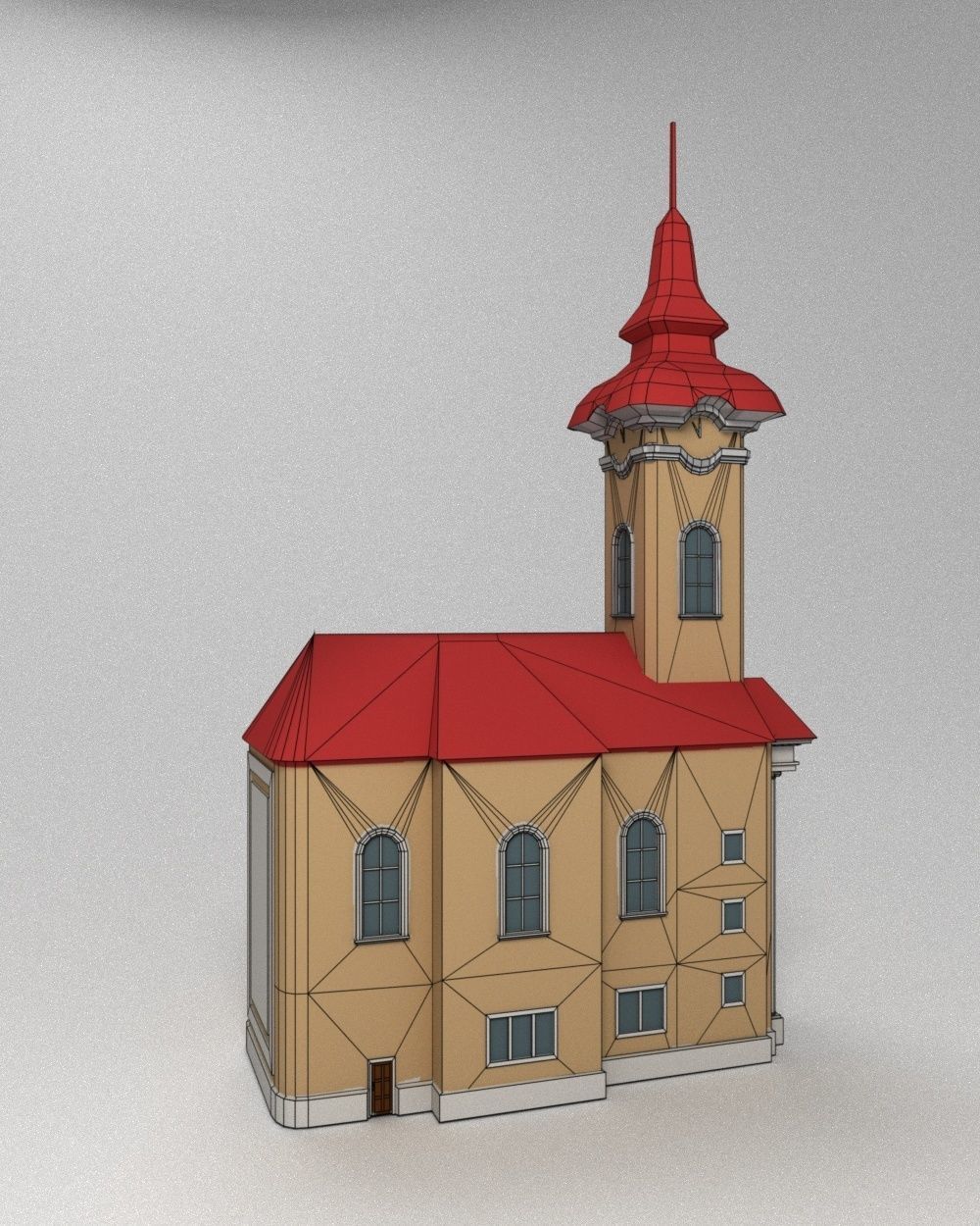 3D low poly model of church Low-poly 3D model_17