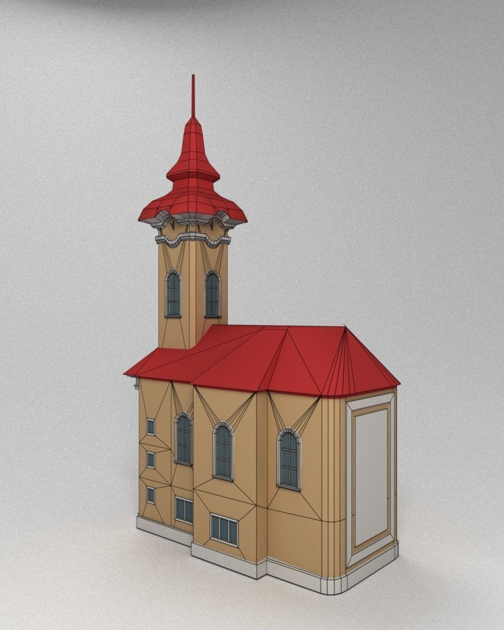 3D low poly model of church Low-poly 3D model_20