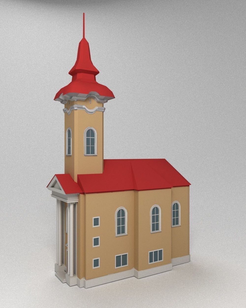 3D low poly model of church Low-poly 3D model_12