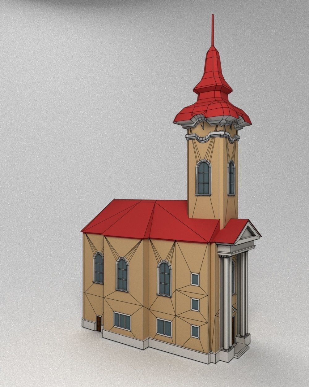 3D low poly model of church Low-poly 3D model_16