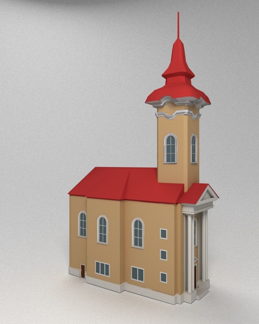 3D low poly model of church Low-poly 3D model_6