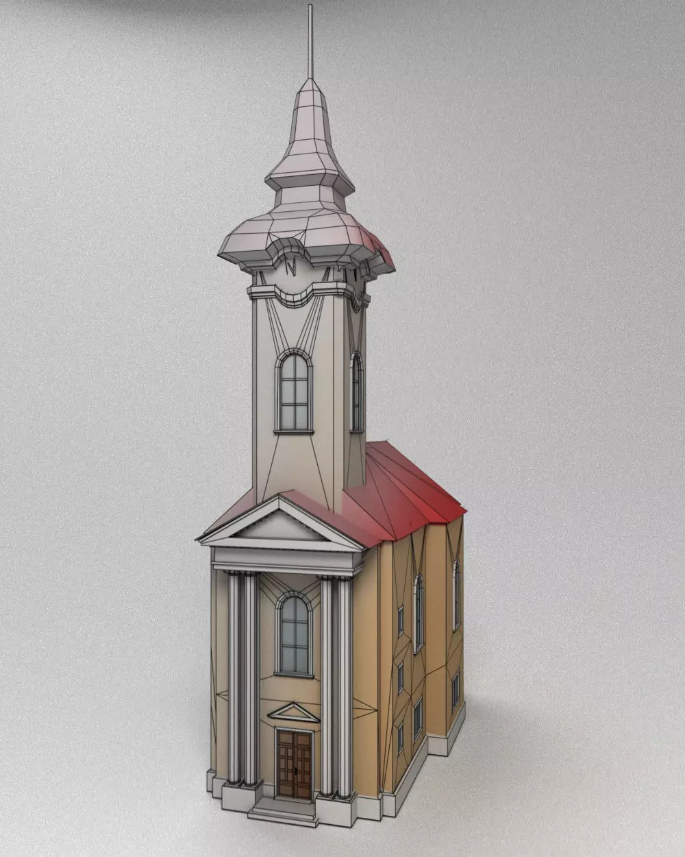 3D low poly model of church Low-poly 3D model_0