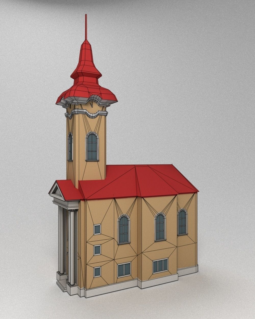3D low poly model of church Low-poly 3D model_14