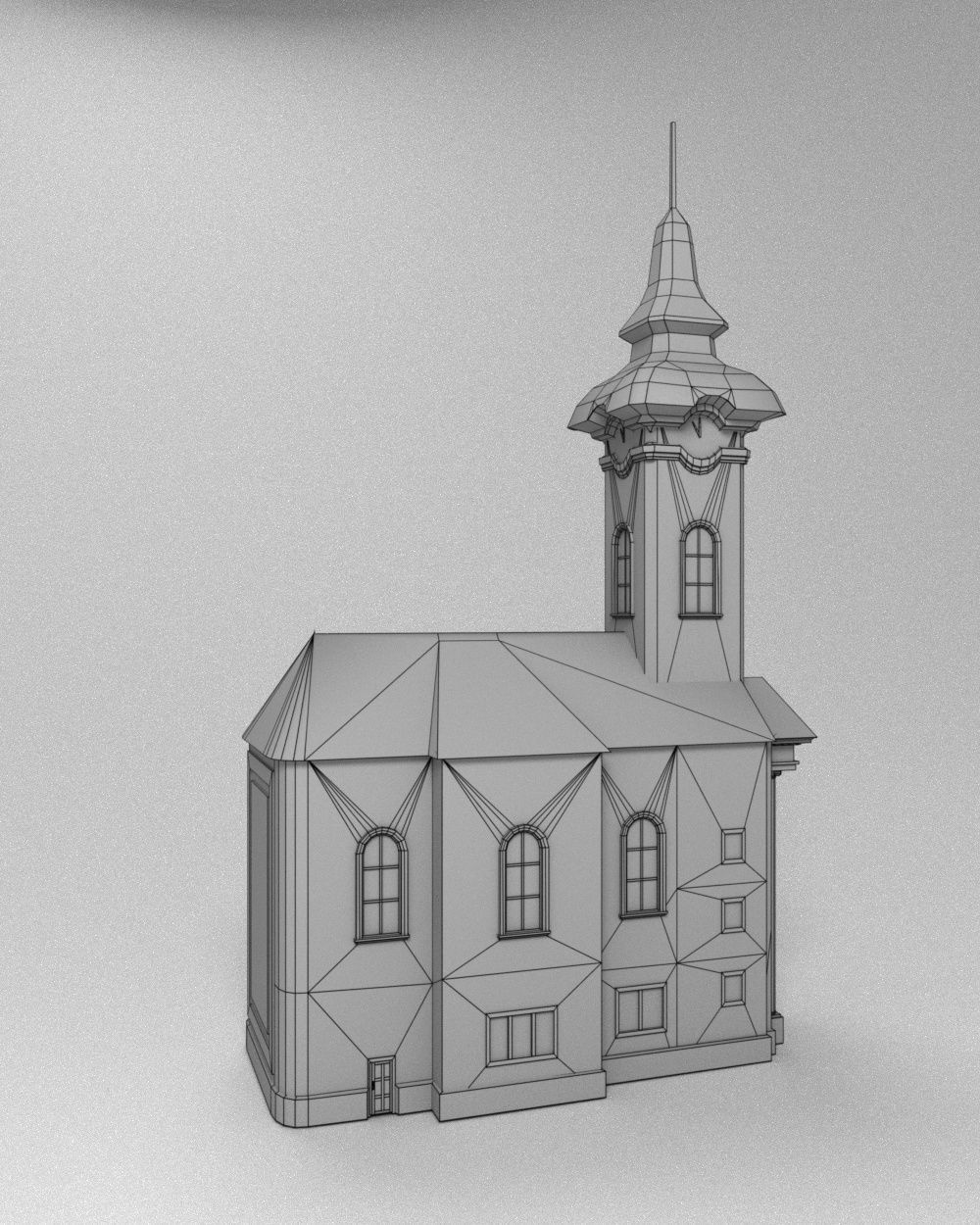 3D low poly model of church Low-poly 3D model_27